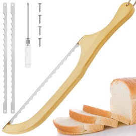 TMWEFUSC Bread Knife for Homemade Bread Sourdough Bread Knife with Two Replacement Blade 15.7 Inch Ergonomic Wooden Handler Premium Stainless Steel Bread Cutter for Sourdough ,Rounds Baguettes ,Bagels (1)