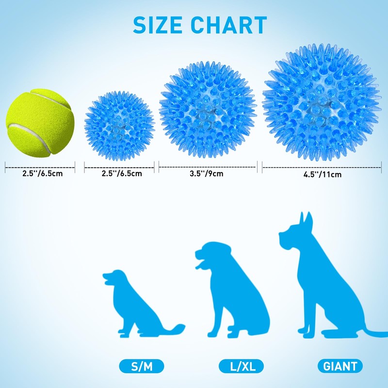 Novkin 6-Pack 2.5” LED Light-Up Squeaky Dog Toy Balls ，Durable