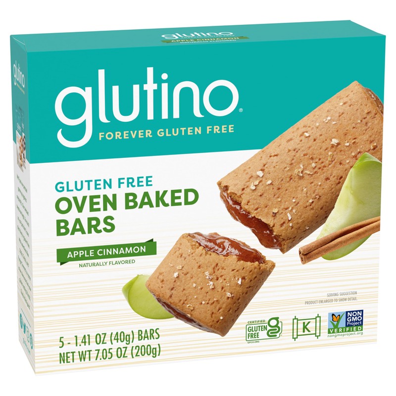 Glutino Gluten Free Oven Baked Bar, Apple Cinnamon, Naturally Flavored,