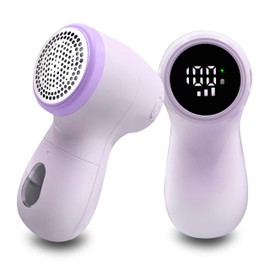 Qgond Rechargeable Fabric Shaver, coldSky Electric Lint Remover, Digital Display, 3-Speed Settings - Perfect for Sweaters (Mornadi Light Purple)