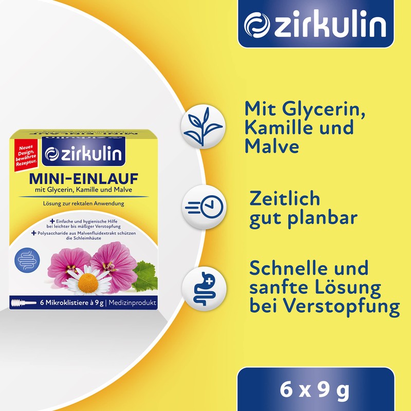 Zirkulin Mini Enema for Mild to Moderate Constipation with Glycerin,