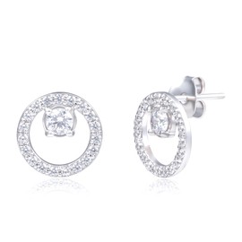 Cubic Zirconia Earrings with CZ Stud Center | 925 Sterling Silver Gold Plated CZ Stud Earrings for Women | Hypoallergenic Anti Tarnishing Women’s Earrings by MAX + STONE