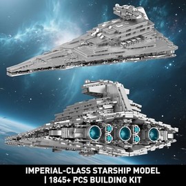 JG073 Imperial-Class Destroyer Model, 1845-Piece Spaceship Building Set, Build & Display Building Toy for Adults Collector Age 14+