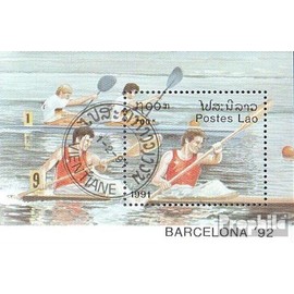 Prophila Collection Laos Block136 (kompl.Ausg.) gestempelt 1991 Olympische Sommerspiele 92 (Briefmarken für Sammler) Wassersport (Schwimmen/Segeln …)