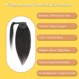 aikaa Afro Puff Drawstring Ponytail Human Hair 4C Afro Kinky Curly Ponytail Drawstring Ponytail for Black Women Natural Black Ponytail Extension Human Hair 14 Inch