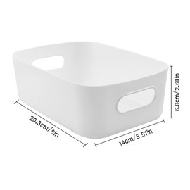 Lre Co. Pack of 5 Small Plastic Baskets, Storage Box, Small Basket Boxes with Handles, Storage Bag, Organiser for Bathroom, Kitchen Shelf (White, 20.5 x 15 x 7 cm)