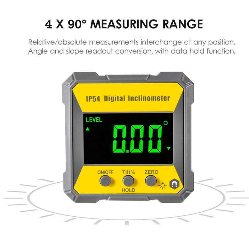 4 x 90 Degrees Digital LCD Protractor Inclinometer Magnetic 0.2°