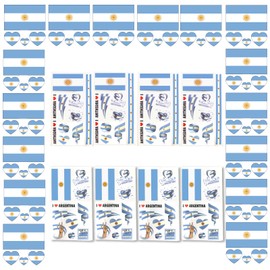 AhfuLife 24 Sheets Argentina Flag Temporary Tattoos for World Cup Decorations 2026, Argentina Flag Face Tattoo Transfer Stickers, Ideal for Independence Day, Football Sports Events, Party Celebration