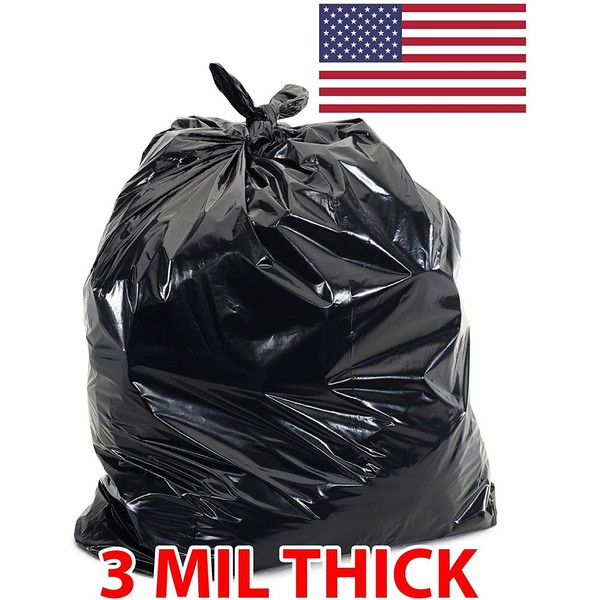 55 Gallon Contractor Bags, 3mil Extra Heavy Duty Strength, Trash Can Liners, Large Garbage Bag, 38X52-55 Gallon (50)