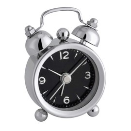 TFA Dostmann Analoger Mini-Nostalgie Metall Wecker, 60.1000.01, klein und handlich, Retro-Design, L 41 x B 20 x H 60 mm, Schwarz