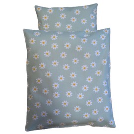 Handgefertigte Puppenbettwäsche, verschiedene Farbkombination,Floral-Streifen Design mit Stickerei (Apfel)