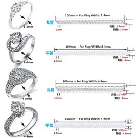 Ring Adjuster, Ring Adjuster, Ring Stopper, Silver Polishing Cloth Included, Set of 4