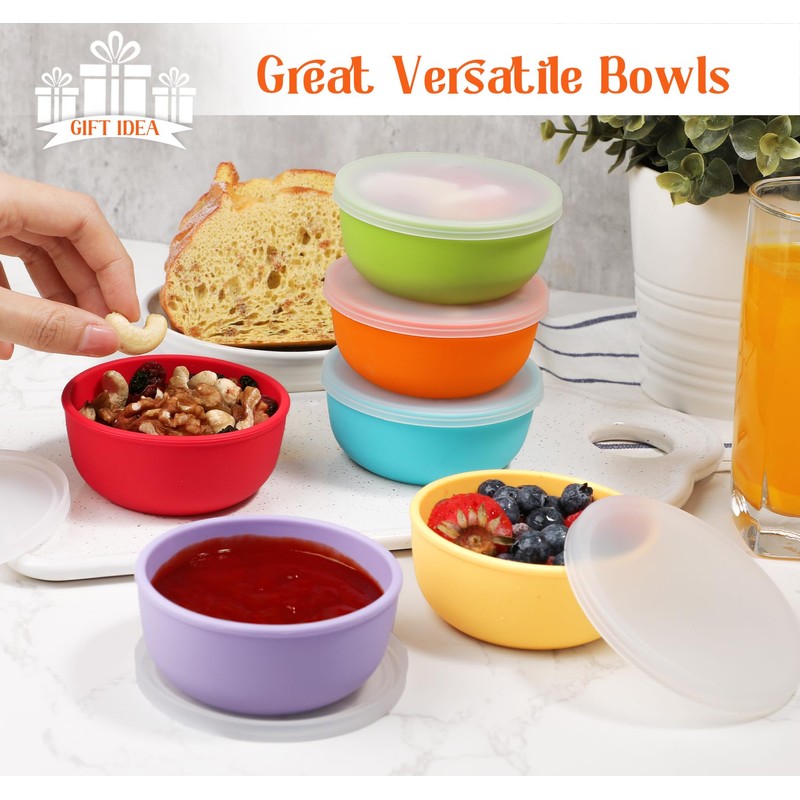Webake 3.5" Silicone Pinch Bowls for Cooking Prep, 4oz Small
