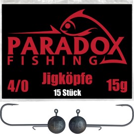 Paradox Fishing Jig Heads Set 15 x 15 g 4/0 I Jig Heads Rubber Fish with Jig Head for Rubber Fish Zander Fishing Accessories
