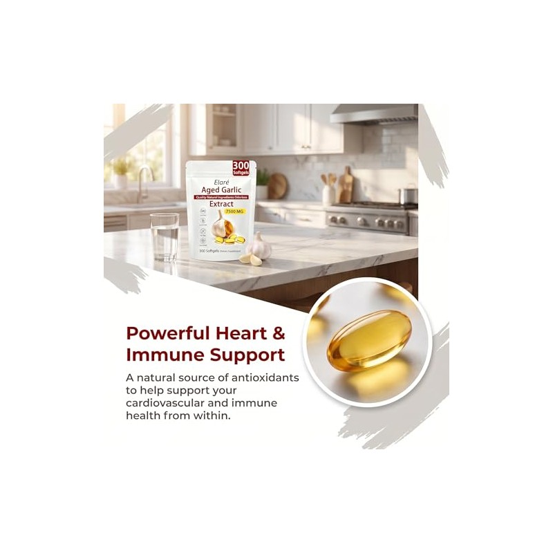 Elare Aged Garlic Extract - Odorless, Organic Garlic Extract Capsules