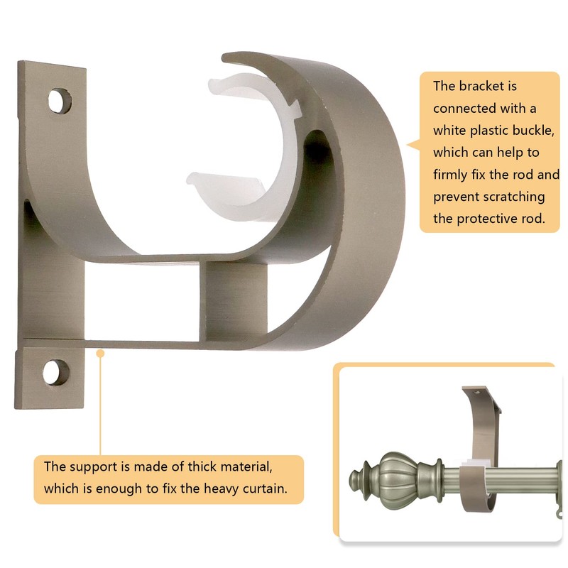 iHomestyle Aluminum Alloy Curtain Rod Bracket,Curtain Rod Holder,Curtain Rod Supportor,Mounted