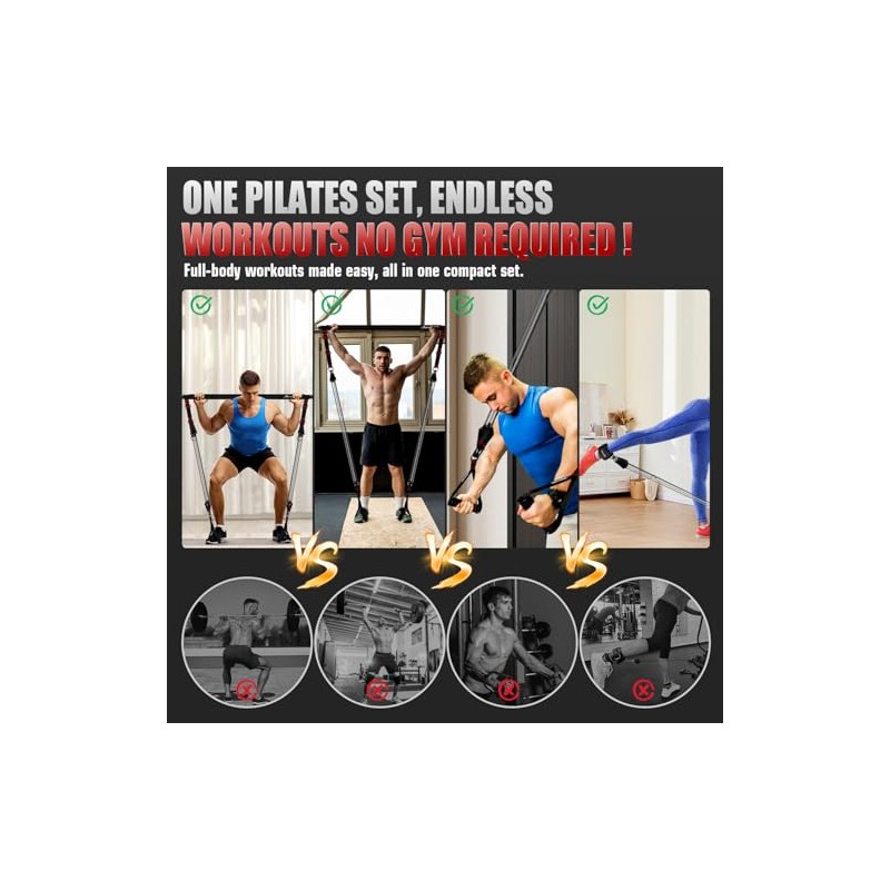Kit de barra de pilates con bandas de resistencia, equipo