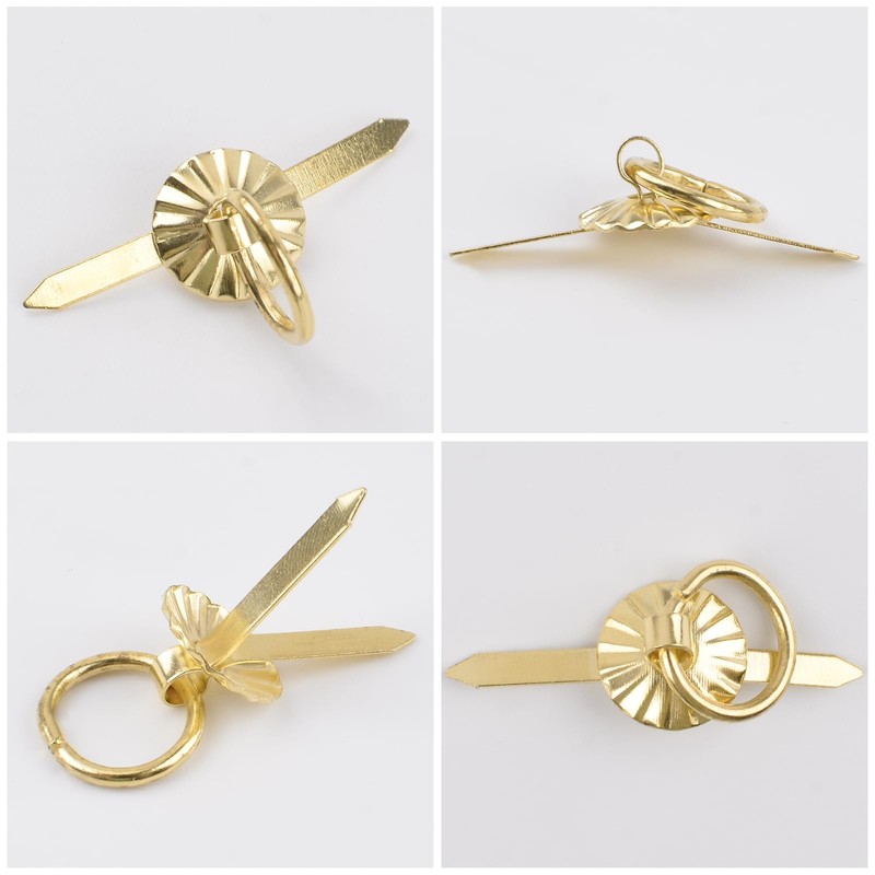 URROMA 60 Pieces Small Gold Ring Pulls Handle Buttons Antique