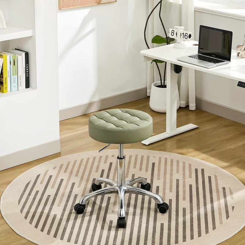 FIRAVOE Swivel Rolling Stool Adjustable Height 20"-27" (Sturdy Aluminum Base)