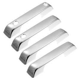X AUTOHAUX 4Pcs Chrome Exterior Front Rear Side Door Handle Trims Cover for Ford F150 2021 2022 Left Right Side Decoration Trim Silver Tone w/Smart Key Cutout