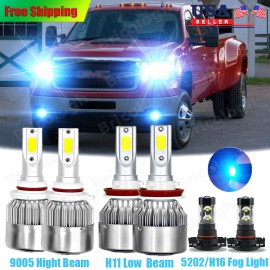 Unbranded 6pc Ice Blue LED Headlight Fog Light C6 For 2007-2013 GMC Sierra 1500 2500 3500