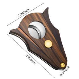 Stainless Steel Wood Cigar Cutter Mini Cutter with Lock System Double Cut Blade Wood Handle for Men Gift Travel Tool Accessories, Easy to Grip (2 Pieces)