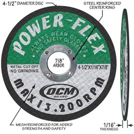 50 Pack - Cut Off Wheels 4 1/2 Inch x 1/16 Inch x 7/8 Inch - For Cutting All Steel and Ferrous Metals.