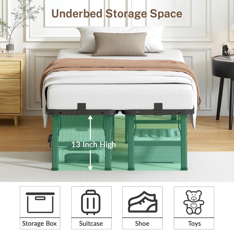 VIPSHOW 14 Inch Twin XL Metal Bed Frame Folding Bed