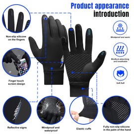 BOYSSPAA Winter Outdoor Gloves Waterproof and Warm Sports Touch Screen Gloves for Running Cycling Driving and Hiking Men fo Womens (L)