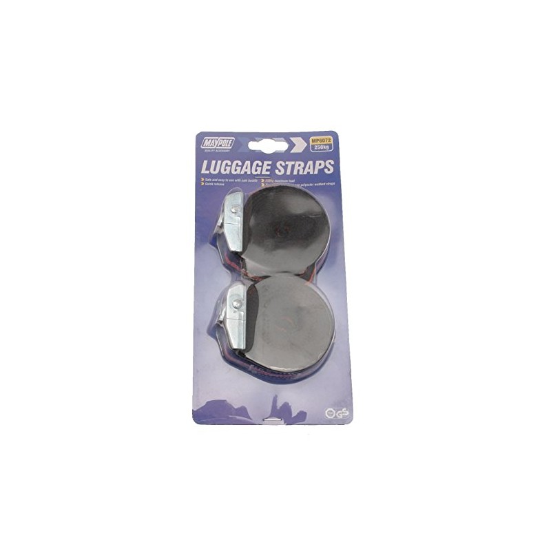 Maypole 6072 2.5m Luggage Straps (Pack of 2),Black