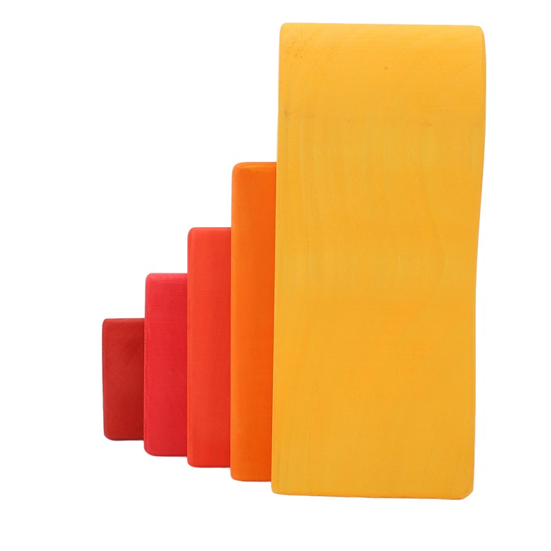5pcs Fire Flame Element Stacking Toys Wooden Stacker Nesting Building