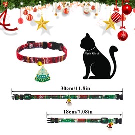 LuckyOpt Cat Collar, Adjustable 7-12 Inch Quick Release Cat Collar with Bell, Floral Patterned Breakaway Cats Collars with Quick Realease Buckle for Kittens Puppies Daily Accessories (Christmas)