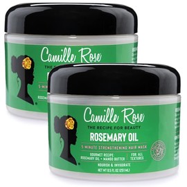 Camille Rose Hair Mask, Rosemary Oil 2-Pack – 5-Minute Strengthening Deep Conditioner for Refreshing Dry, Damaged Hair, Frizz Control, 8.5 Oz Ea