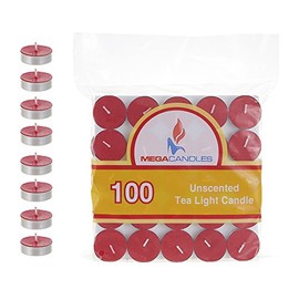 Mega Candles 50 pcs Unscented Red Tea Lights Candle, Pressed Wax Candles 3.5 Hour Burn Time, for Home DÃ©cor, Wedding Receptions, Baby Showers, Birthdays, Celebrations, Party Favors & More