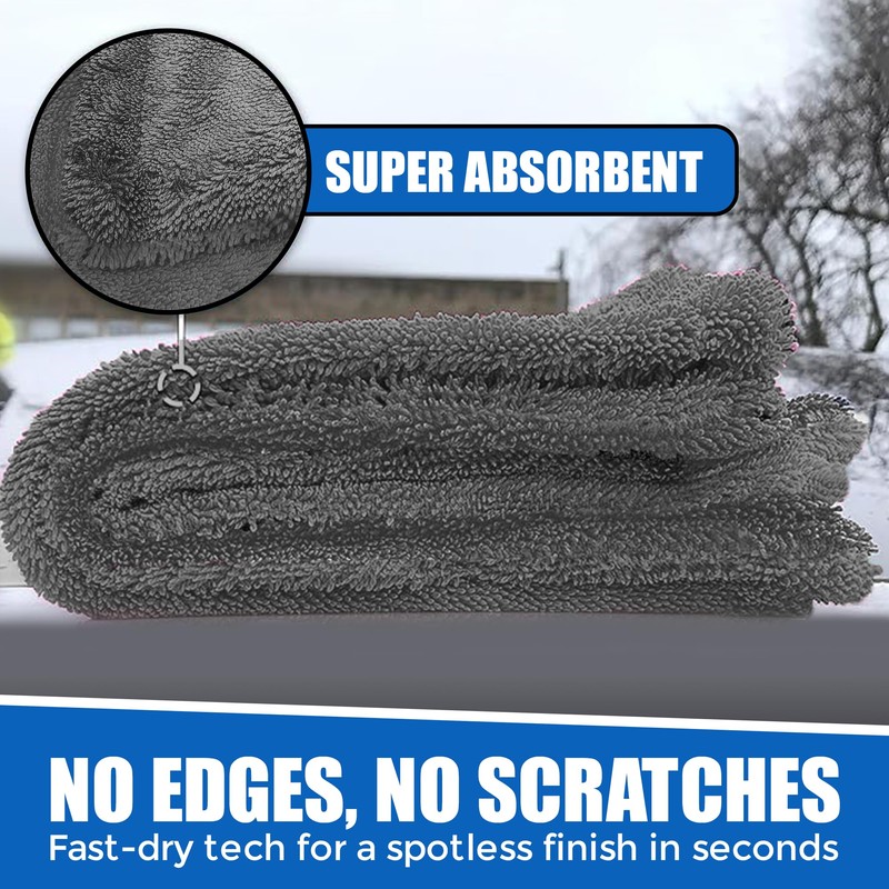 Towelogy Car Drying Towel Extra Large Dual-Sided Microfibre with Twisted