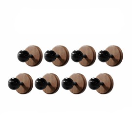 Adhesive Wooden Wall Hooks,8-Pack Farmhouse Decorative Natural Dark Walnut Wall Mounted Hooks for Towel,Keys,Hats,Coats,Robe, Bags& More - Durable & Stylish Home Decor for Entryway, Bathroom, Bedroom