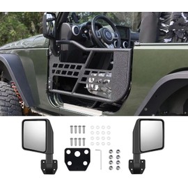 Side Mirrors for Half Doors Fits with Tubular Doors Side View Mirror Reflection Mirrors Compatible with Jeep Wrangler TJ JK JL Gladiator JT 97-24 -1 Pair