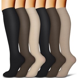 COOLOVER Copper Compression Socks for Women and Men(6 Pairs)-Best Support for Running, Athletic, Nursing, Travel