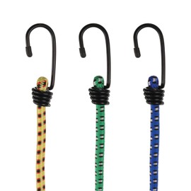 HARFINGTON 3Pcs Bungee Cord with Hooks 24" Rubber Bungee Cords Heavy Duty Tie Down Straps with Metal Hooks for Outdoor Camping Straps