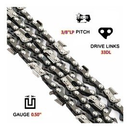 3-Packs 8-inch Saw Chain 3/8" Pitch - .050" Gauge - 33 Drive Links for Oregon S33, Sun Joe SWJ800E SWJ806E Pole Saw Polesaw, Greenworks 20302 20192, Portland 62896, Wen 4019 Chainsaws