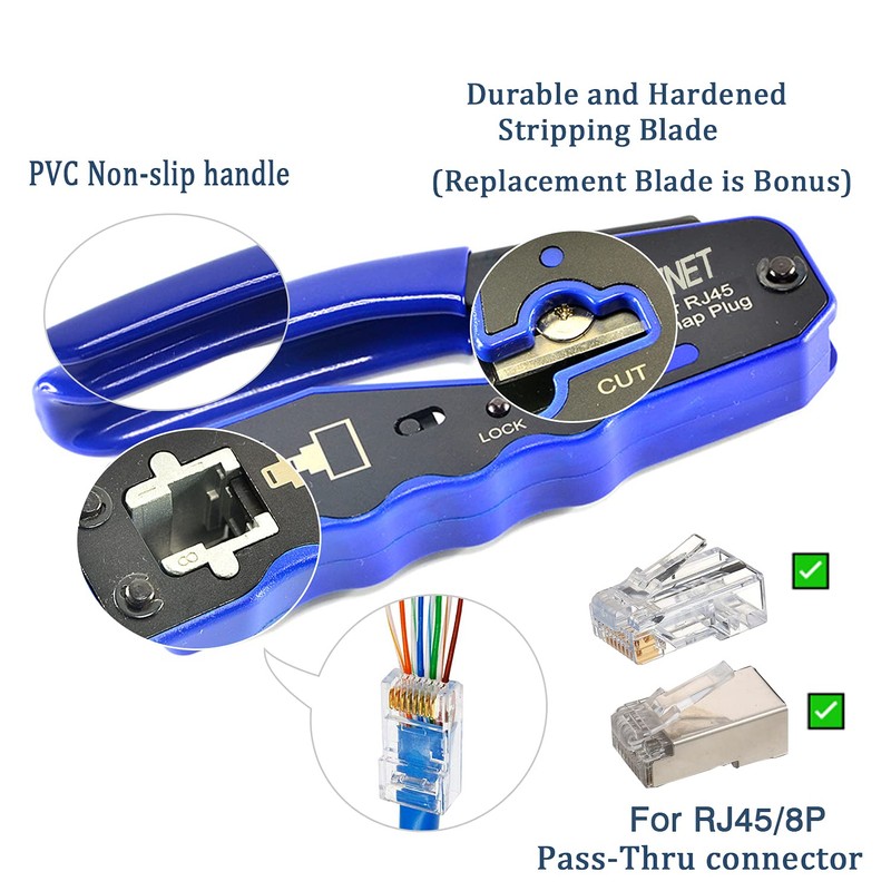 VINET RJ45 Crimp Tool Ethernet Crimping Tool All-in-one Crimper Wire