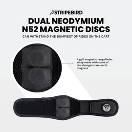 Stripebird - 2.0 Slim Golf Magnetic Rangefinder Wrap Mount (Form Fitting Strap - Stealth Black) - for Golfers with Rangefinder - Easily Access Range Finder Device While You Golf - Buckle-Less Strap