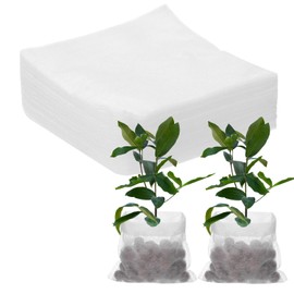 M METERXITY 400-Pack Nursery Growing Bags, 4.3" x 4.3" Non-Woven Plant Nursery Bags, Fabric Seeding Pots Pouch for Seed Starting/Soil Transplant/Home Garden Supply [White]