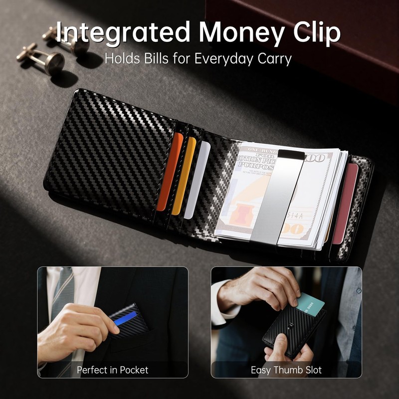 Gostwo Slim Wallet for Men, Minimalist Money Clip Card Wallet,