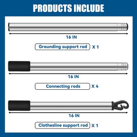 2.4 M Washing Line Prop Telescopic, Clothes Props for Washing Line Outside, Heavy Duty Stainless Steel Clothes Line Prop, Washing Poles for Laundry Support