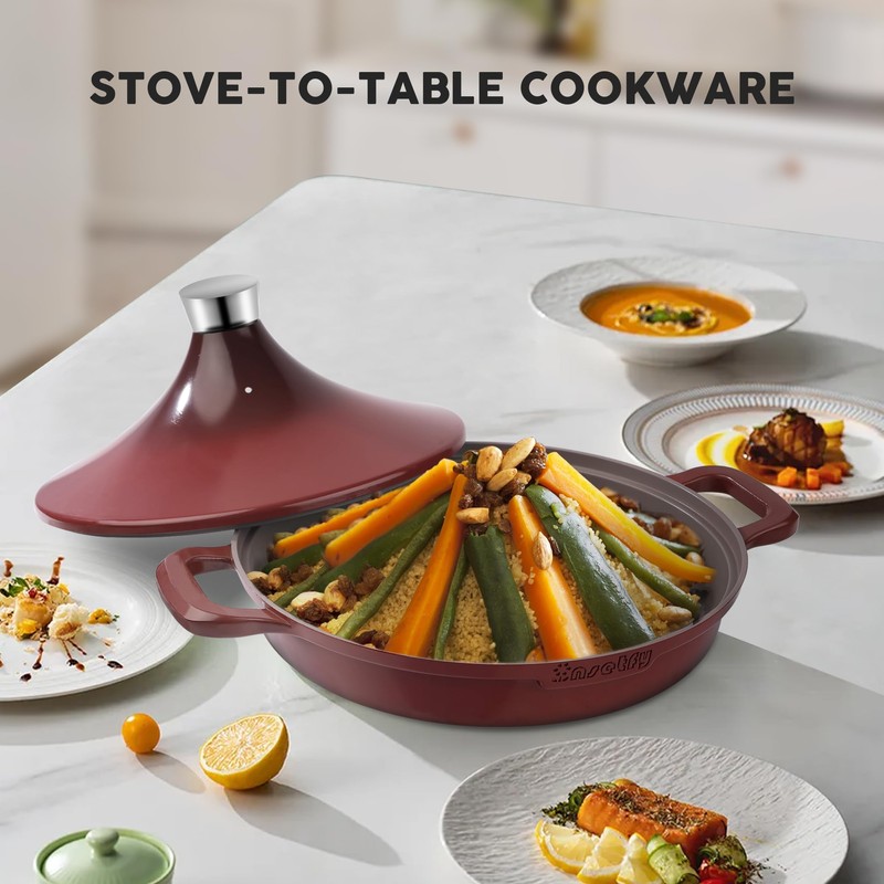 INSETFY Non-Stick Frying Pan/Skillet 11", 3QT Tagine Pan,Cast Aluminum Pans