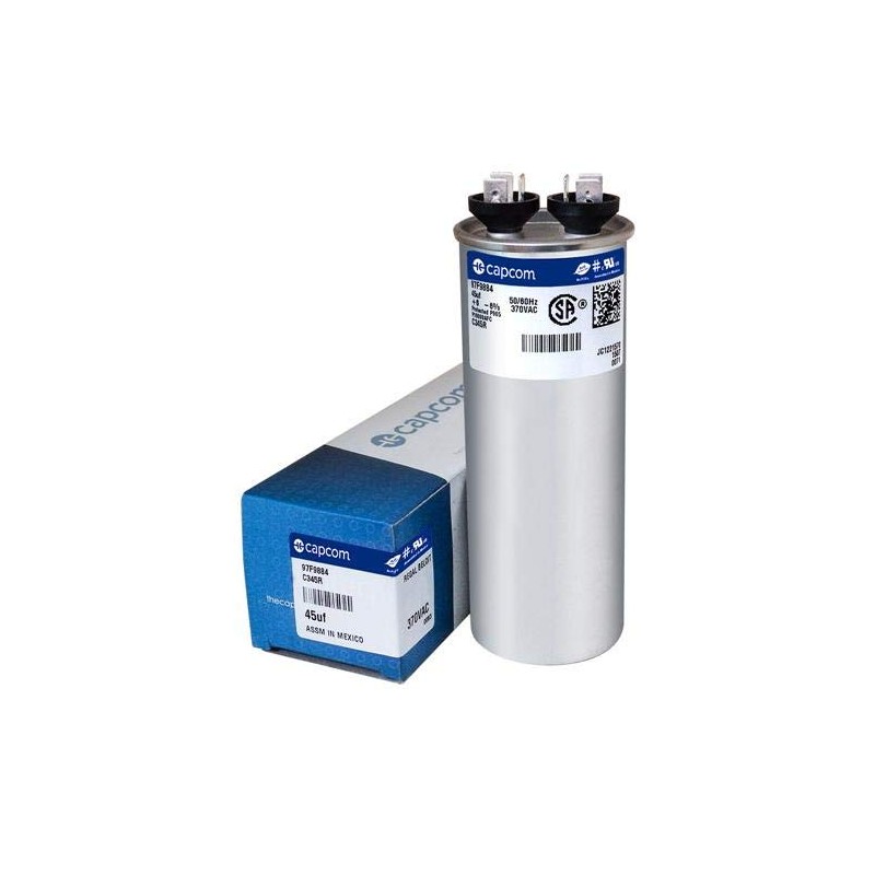 45 uf MFD 370 VAC Replacement Round Run Capacitor #