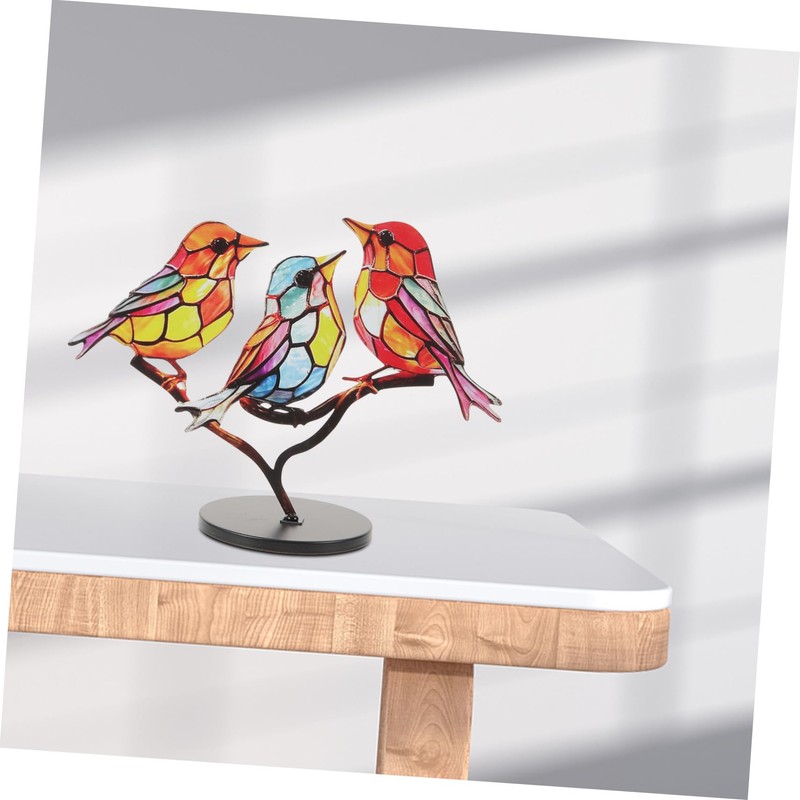 Gatuida Decorative Bird Sculpture Creative Metal Bird Figurine with Base