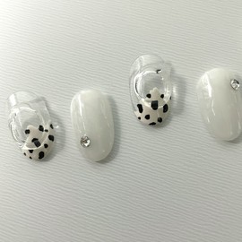 ˡᴬᴺᵀᶤˡ [Swa Stone] Chunk pattern handmade nail tip - Short Oval S / ˡᴬᴺᵀᶤˡ [스와 스톤] 덩어리 패턴 수제네일 팁 - 숏오발S