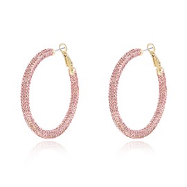 EVER FAITH Rhinestone Hoop Earrings for Women Girls Sparkling Crystals Large Circles Pierced Earrings, Crystal, No Gemstone